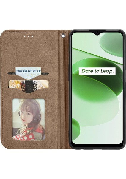 Realme C35 Fermuar Deri Kılıf Kordon Cüzdan Basit Iş Için Kılıf (Yurt Dışından) fırsatları