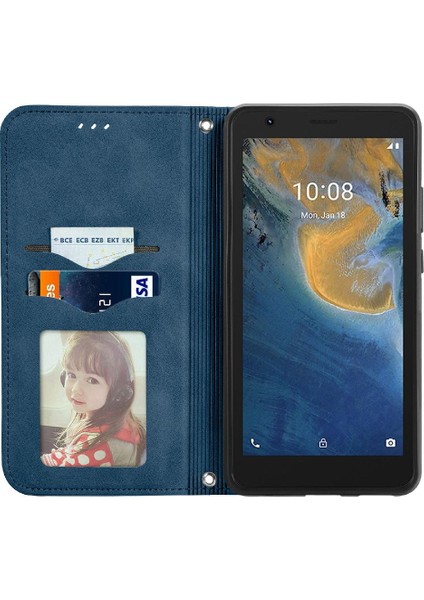 Zte Blade Zte Lite Cüzdan Fermuar Deri Kılıf Basit Iş Için Kılıf (Yurt Dışından)