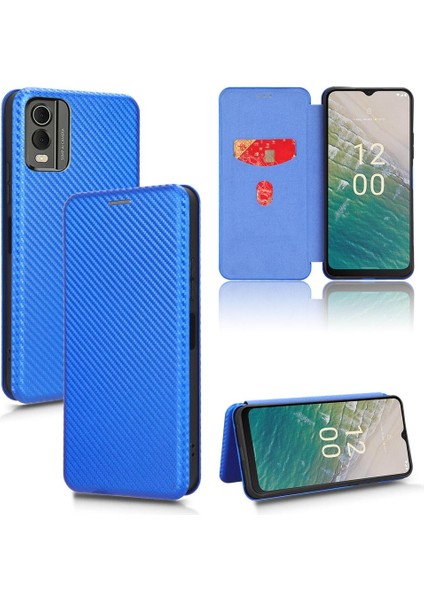 Nokia C32 Deri Folio Flip Case Kart Ekleme Manyetik Fiber Için Kılıf (Yurt Dışından)