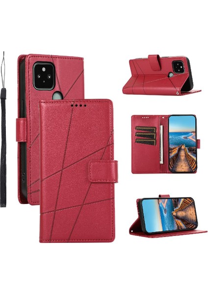 Google Piksel 5 Için Flip Case Üç Kart Yuvaları Darbeye Şok Emici (Yurt Dışından)
