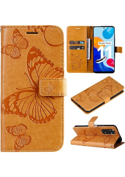 Xiaomi Redmi Not 11 Için Flip Case Kart Yuvası ile 4g Darbeye Kapak Pu (Yurt Dışından)
