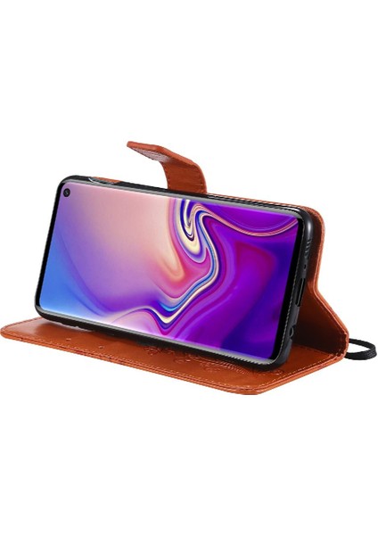 Kart Yuvası Standı ile Samsung Galaxy S10E Pu Deri Kılıf Darbeye (Yurt Dışından)