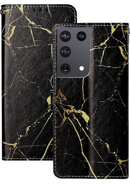 Samsung Galaxy S21 Ultra Kart Yuvaları Için Flip Case Tutucu Mermer Desen Pu (Yurt Dışından) indirimleri
