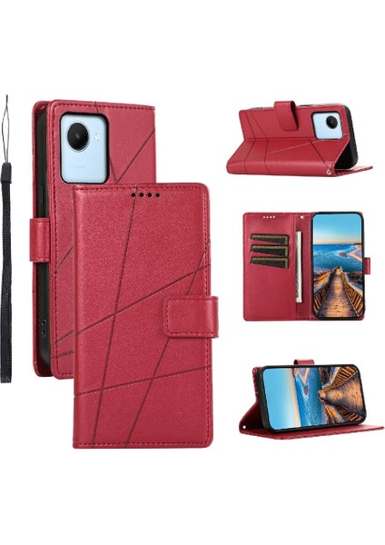 Realme C30 Darbeye Üç Kart Yuvaları Kickstand Şok Için Flip Case (Yurt Dışından)