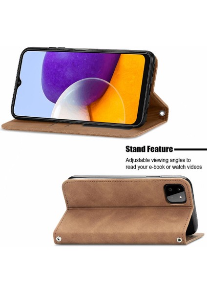 Samsung A22 5g Için Basit Iş Deri Kılıf Cüzdan Kapak Çevirin (Yurt Dışından) indirimleri