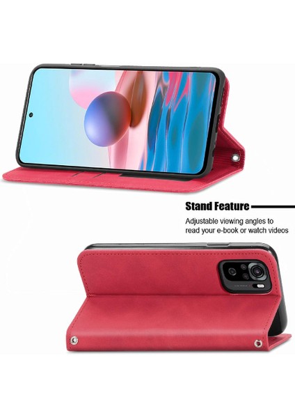 Redmi Not 10 Için Kılıf 4g Darbeye Deri Kılıf Basit Iş Cüzdan (Yurt Dışından) modelleri