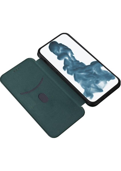 IPhone 14 Için Kılıf Artı Deri Folio Flip Case Manyetik Karbon Fiber (Yurt Dışından)