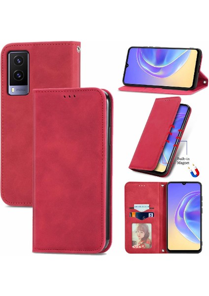Vivo V21E 5g Için Basit Iş Deri Kılıf Kordon Fermuar Cüzdan (Yurt Dışından)