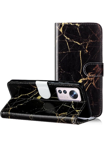 Xiaomi 12 Pro Için Flip Case Kart Yuvaları Tutucu Manyetik Mermer Desen Tam (Yurt Dışından)