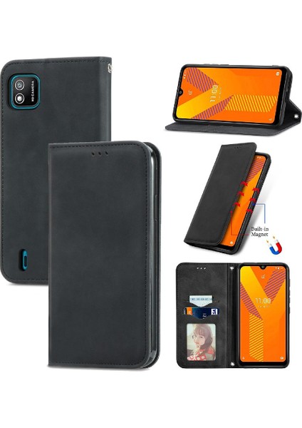Wiko Lanyard Kordon Deri Kılıf Cüzdan Için Kılıf Basit Iş Fermuar (Yurt Dışından)