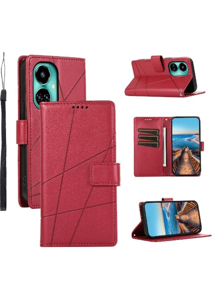 Tecno Camon 19 Şok Emici Kickstand Darbeye Üç Için Flip Case (Yurt Dışından)