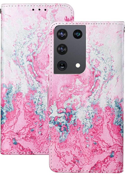 Samsung Galaxy S21 Ultra Kart Yuvaları Için Flip Case Tutucu Mermer Desen Pu (Yurt Dışından) indirimleri