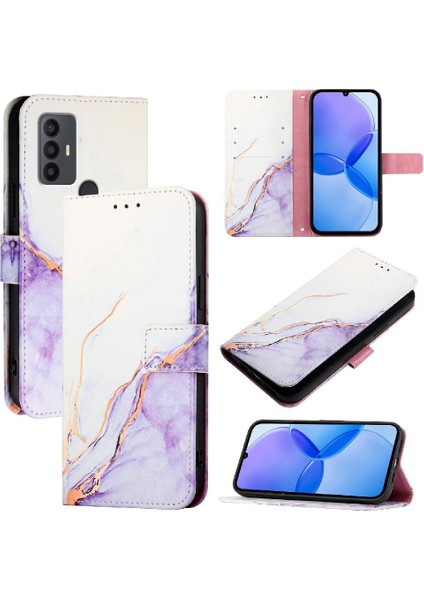 Tcl 30 Se Mermer Desen Kickstand Pu Deri Cüzdan Için Kılıf (Yurt Dışından) indirimleri