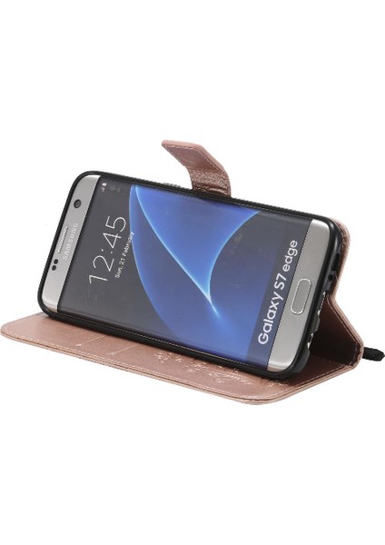 Samsung Galaxy S7 Kenar Flip Kickstand Darbeye Kapak Pu Deri (Yurt Dışından)