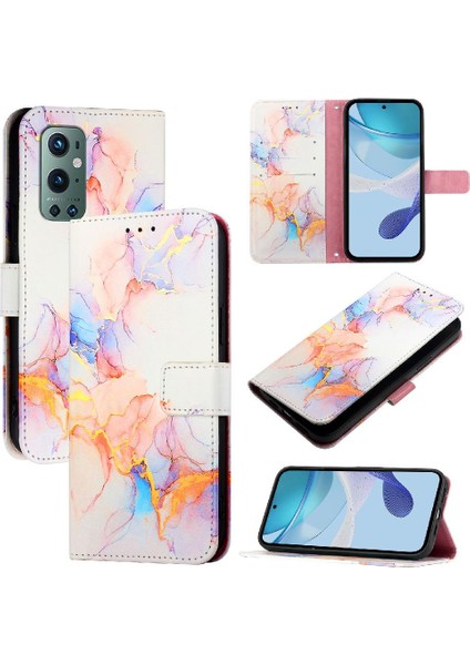 Oneplus 9 Için Kılıf Pro Cüzdan Kickstand Pu Deri Mermer Desen (Yurt Dışından)