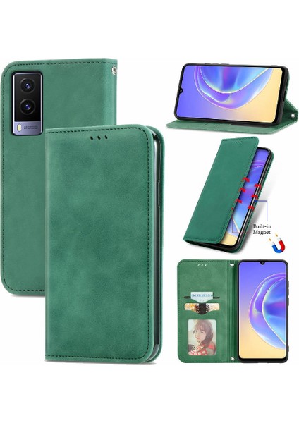 Vivo V21E 5g Için Basit Iş Deri Kılıf Kordon Fermuar Cüzdan (Yurt Dışından)