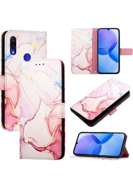 Xiaomi Redmi Not 7/7 Pro Pu Deri Mermer Desen Cüzdan (Yurt Dışından)
