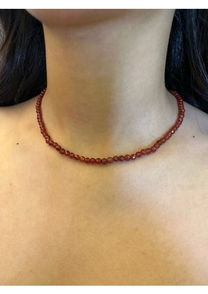 Doğal Kristal Boncuklu Bordo Kadın Kolye Boy 21 fiyatları
