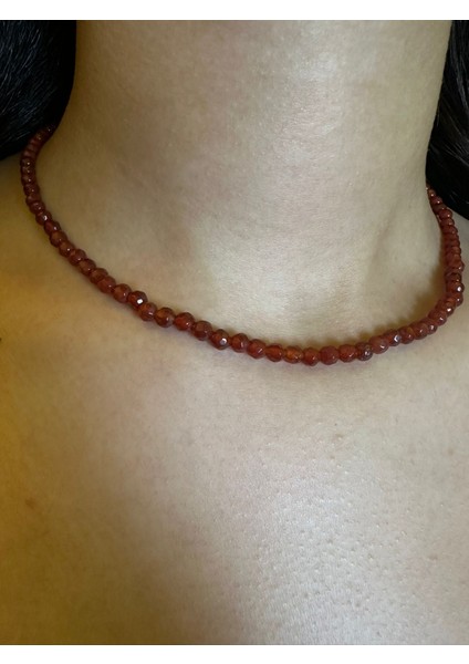 Doğal Kristal Boncuklu Bordo Kadın Kolye Boy 21 modelleri