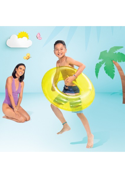 Şeffaf Jumbo Çocuk Yüzme Simidi Yeşil 76 cm (59260) fiyatları