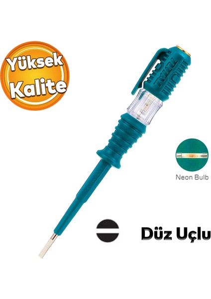 Total Kontrol Kalemi 140 mm Elektrik Priz Faz Voltaj Kontrol Tornavidası Düz Uçlu THT291408