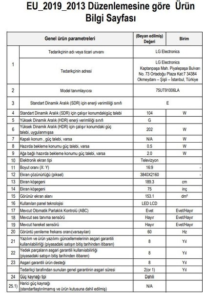 75UT9100 75" 190 Ekran Uydu Alıcılı 4K Ultra HD Smart LED TV