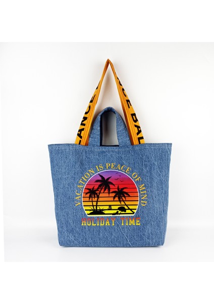 Woody Cord Tatil Rahatlığı ve Stilinizi Birleştiren Woody Cord Holiday Time Baskılı Kot Çanta