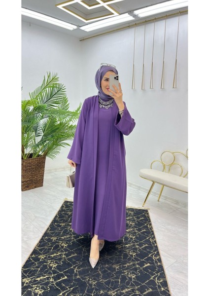 Premium Dubai Krep Kumaş Iç Elbise ve Dış Kap Ikili Kadın Takım fiyatları