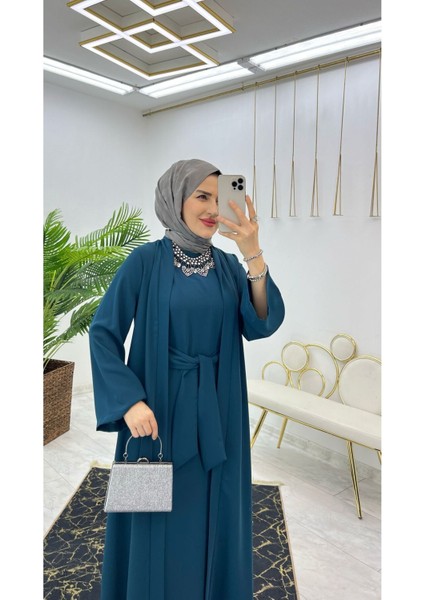 Premium Dubai Krep Kumaş Iç Elbise ve Dış Kap Ikili Kadın Takım fiyatları