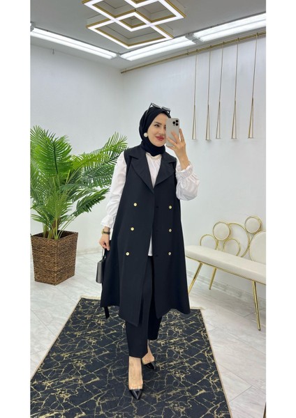 Duble Krep Kumaş Pantolon ve Uzun Yelek Kadın Ikili Takım fiyatları