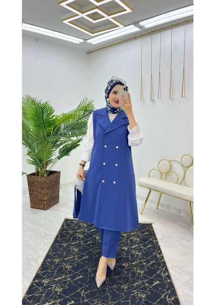 Duble Krep Kumaş Pantolon ve Uzun Yelek Kadın Ikili Takım fiyatları