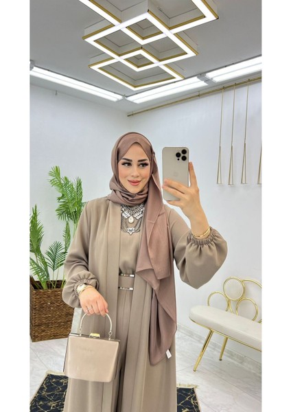 Birinci Sınıf Premium Çift Taraflı Dubai Krep Kumaş Tulumlu Abaya Takım modelleri