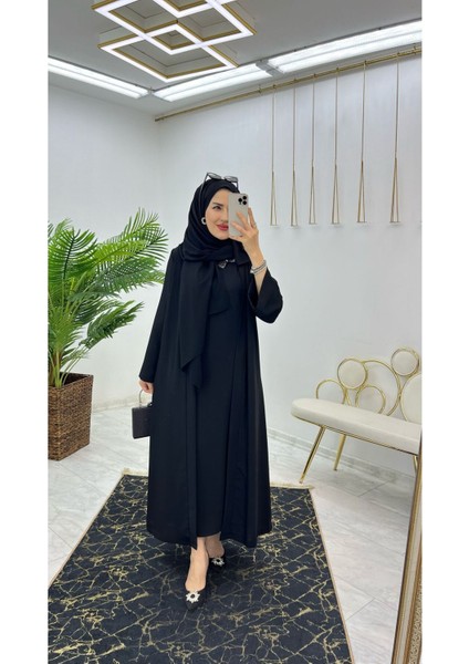 Premium Dubai Krep Kumaş Iç Elbise ve Dış Kap Ikili Kadın Takım fırsatları