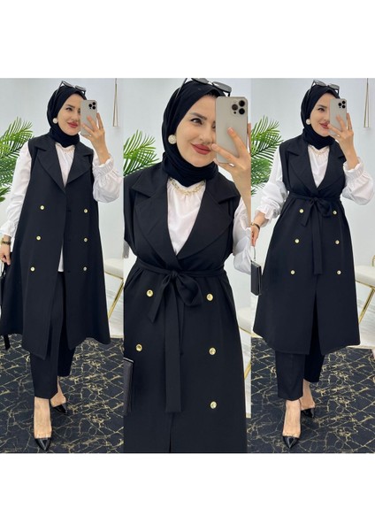 Duble Krep Kumaş Pantolon ve Uzun Yelek Kadın Ikili Takım fiyatları