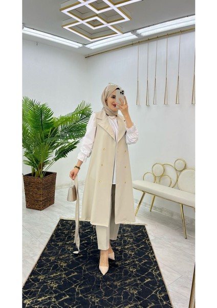 Duble Krep Kumaş Pantolon ve Uzun Yelek Kadın Ikili Takım fiyatları