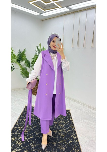 Duble Krep Kumaş Pantolon ve Uzun Yelek Kadın Ikili Takım fiyatları