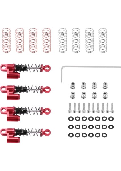 Eksenel SCX24 90081 1/24 Rc Paletli Araba Metal Ayarlanabilir Amortisörler Damper Seti Yükseltme Parçaları Aksesuarları, Kırmızı Dürbün (Yurt Dışından)