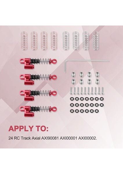 Eksenel SCX24 90081 1/24 Rc Paletli Araba Metal Ayarlanabilir Amortisörler Damper Seti Yükseltme Parçaları Aksesuarları, Kırmızı Dürbün (Yurt Dışından)