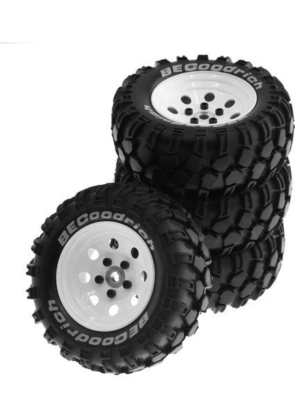 4 Adet 93MM Metal 1.9 Inç Beadlock Jant Lastik Lastik Seti 1/10 Rc Paletli Araba Traxxas, 8 Delik 12MM Adaptör, Beyaz (Yurt Dışından)