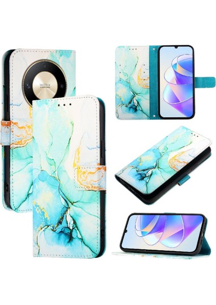 Onur X50 5g Pu Deri Kickstand Mermer Desen Cüzdan Için Kılıf (Yurt Dışından)