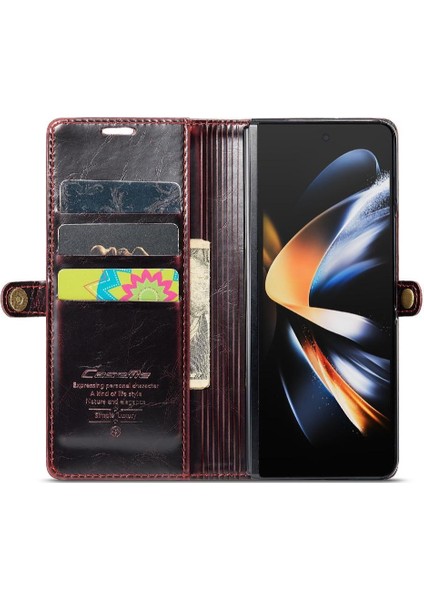 Samsung Galaxy Z Için Flip Case Fold 3 5g Kart Tutucu Retro Cüzdan Kapak (Yurt Dışından)