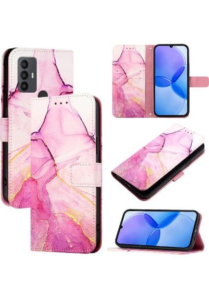 Tcl 30 Se Mermer Desen Kickstand Pu Deri Cüzdan Için Kılıf (Yurt Dışından)