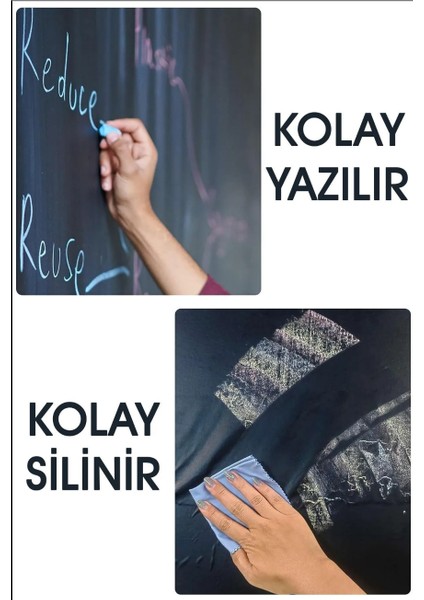 Yapışkanlı Yazı Tahtası 45X200CM Silinebilir Renkli Tebeşir Hediyeli Kara Tahta Akıllı Kağıt Tahta