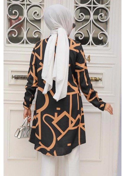 Desenli Camel Tesettür Tunik 11698C