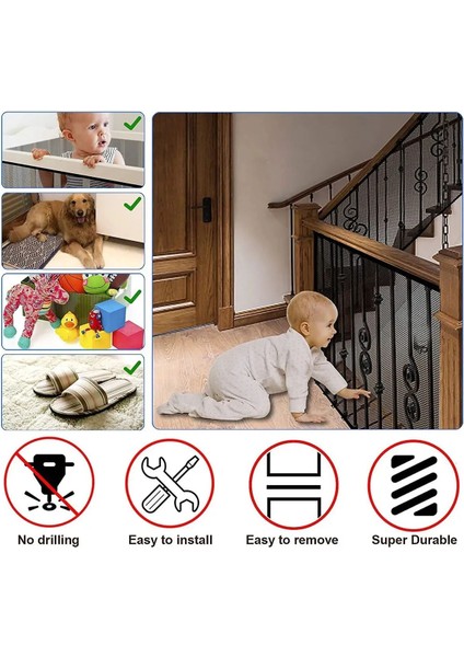 Siyah Çocuk ve Evcil Hayvan Için Korkuluk Balkon ve Merdiven Filesi Bebek Güvenlik Filesi Koruyucu indirimleri