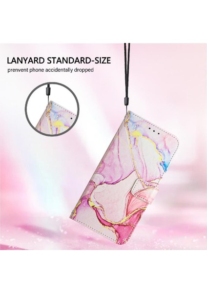 Piksel 5 Cüzdan Mermer Desen Kickstand Pu Deri Için Kılıf (Yurt Dışından)