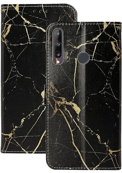 P40 Lite E Mermer Desen Için Flip Case Tam Koruma Manyetik Pu (Yurt Dışından)