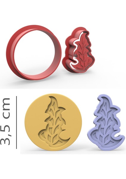 Desen-2 - Kurabiye, Bisküvi, Kolye Ucu Kalıp Seti - 3,5 cm