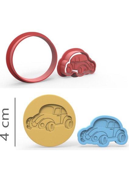 Araba - Kurabiye, Bisküvi, Kolye Ucu Kalıp Seti - 4 cm