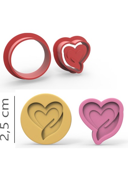Kalp El - Kurabiye, Bisküvi, Kolye Ucu Kalıp Seti - 2,5 cm